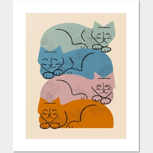 Four Cat Pile Posters and Art